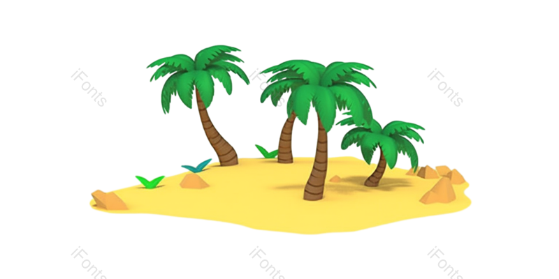 元素图片,夏天元素,椰子树PNG,3D免抠素材